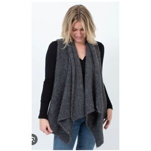 Soft Joie Sleeveless Wool Cardigan Vest Gray Cozy Draped Size Small
